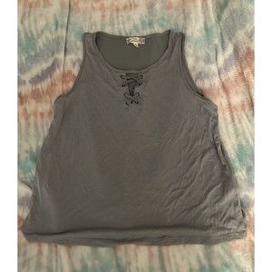 Pink Republic Tank Top Juniors sz XL With X detail  Gray